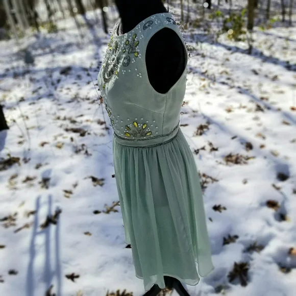 Modcloth Mint Green Beaded High/Low dress - Picture 4 of 5